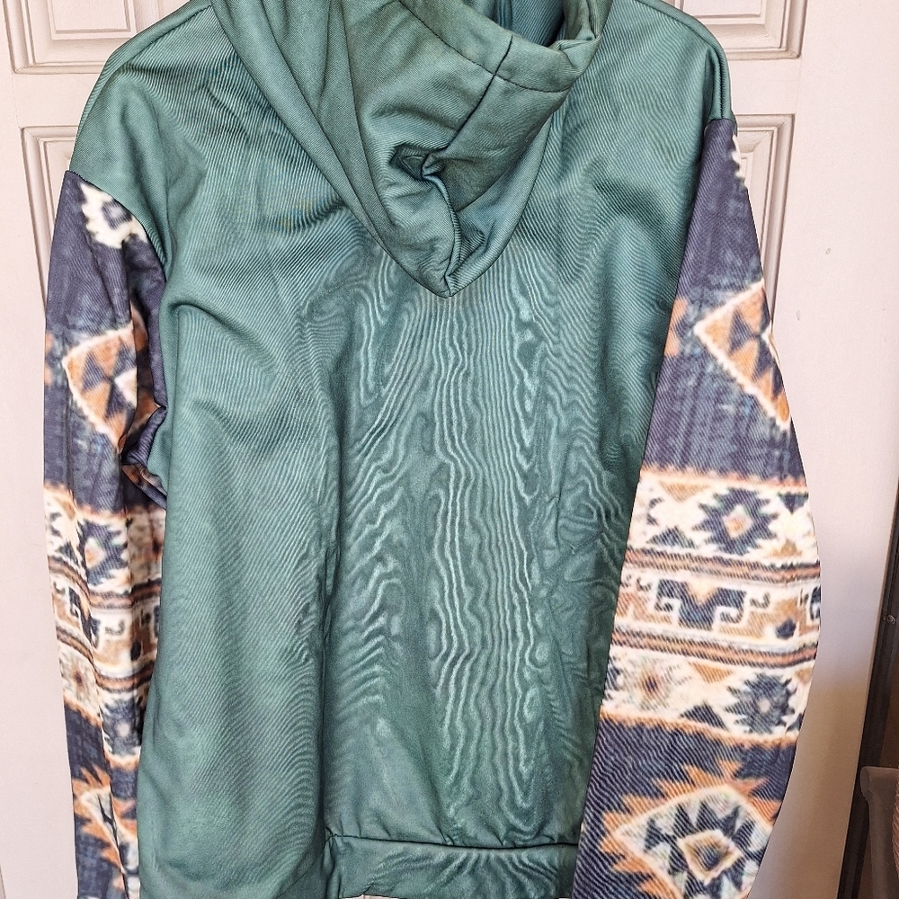 SW Print Hoodie Shiny Knit Drawstring SzXL? Long Sleeves NEw Without Tags - Picture 6 of 11